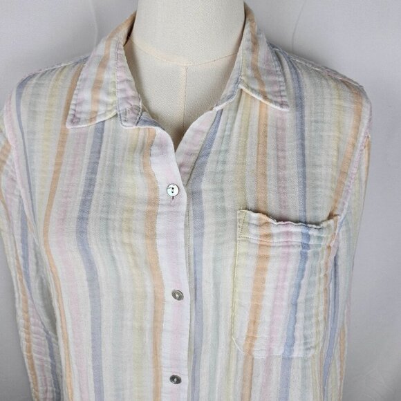 Rails Ellis Aurora Shirt Medium Gauze Pastel Stripe Button Long Sleeve Cotton - Picture 3 of 10